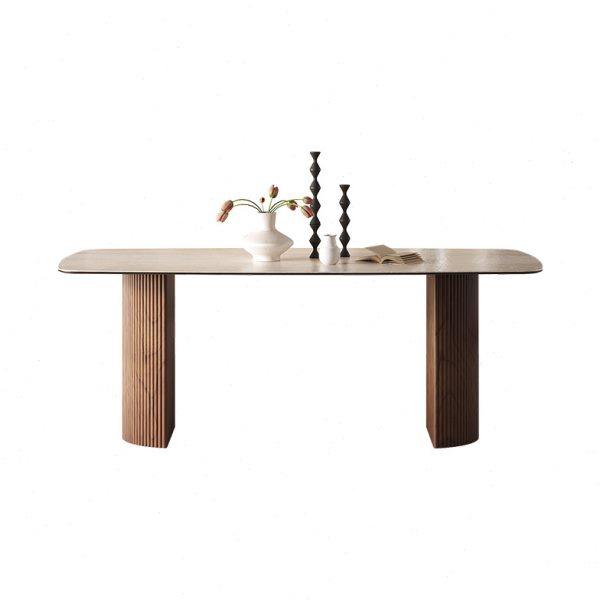 暮奢法式复古胡桃色餐桌椅组合进口洞石椭圆形极简岩板奶油风餐桌,淘宝优惠券,粉丝福利购,淘宝优惠卷