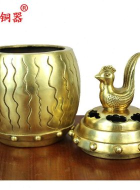 宇卓铜器纯铜香炉黄铜香炉铜香炉鼓形香炉工艺品摆件