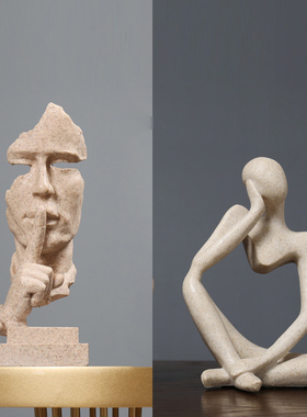 简约现代创意沉默是金工艺品摆件北欧雕塑办公室客厅W艺术品装饰