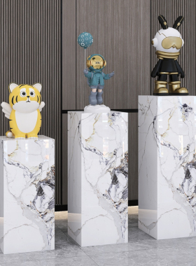 客厅玄关酒店会所展厅大理石雕塑摆件底座摆台Q工艺品装饰岩板基