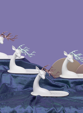 白夜童话客厅玄关钥匙收纳摆件y鹿桌面托盘置物架装饰乔迁新居礼