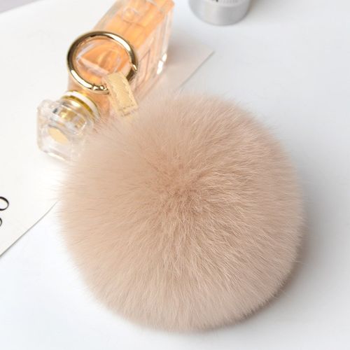 外贸狐狸毛球皮草挂件女s士包包配饰可爱毛球汽车钥匙扣12cm - 图0