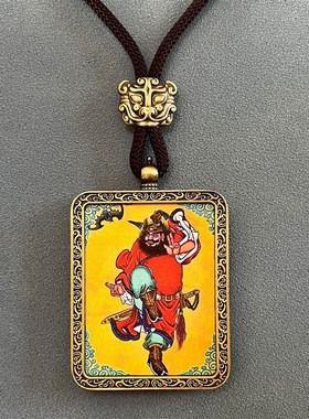 唐卡 关公唐卡 吊坠项链景区武A财平安招财配饰纪念品关二爷吊牌