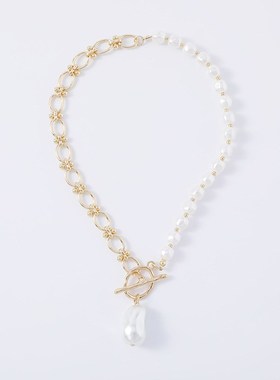 法式复古优雅g巴洛克淡水珍珠项链锁骨链毛衣链西装搭配短项链