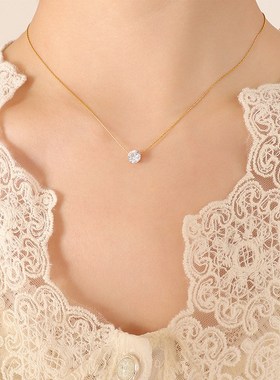 浪漫风潮个性锁骨链首饰镶嵌单钻锆G石项链情侣款小众设计饰品女