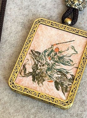 爆款水墨画风格唐卡吊坠厂u家十二生肖八大守护神景区佛系纪念品