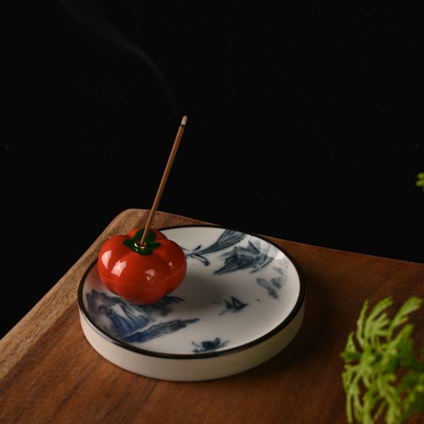 简约青花线香炉香插摆件陶瓷创意仿古香道托盘卧香炉家用迷你檀香,淘宝优惠券,粉丝福利购,淘宝优惠卷