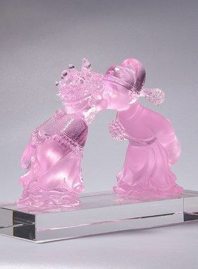 琉璃摆件金玉良缘新郎新娘公仔礼物家居装饰工艺品订.婚结婚送礼