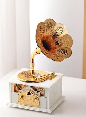 复古留声机家居摆件桌面客厅电视柜酒柜饰品轻奢高档高级感装饰品