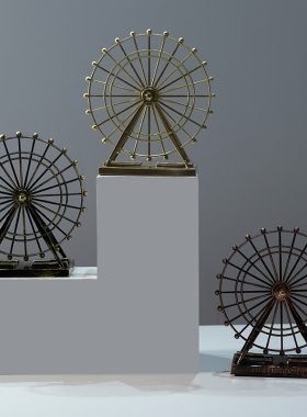 欧式复古铁艺做旧工艺摩天轮模型创意家居客N厅酒柜装饰品摆件摆