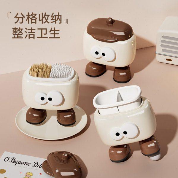 创意网红牙签筒棉签2024新款牙线收纳盒空盒子家用可爱卡通包邮,淘宝优惠券,粉丝福利购,淘宝优惠卷