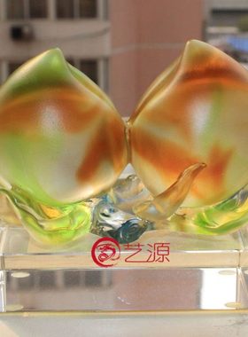 琉璃摆件创意家居装饰品福寿桃长辈老人爷爷奶奶生日祝寿礼品礼物