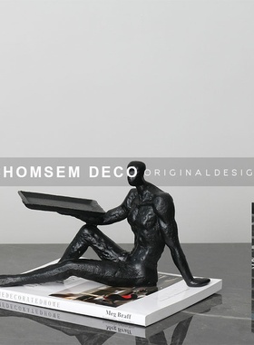 北欧现代轻奢样h板房间创意艺术家居抽象悠闲者人物软装饰品摆件