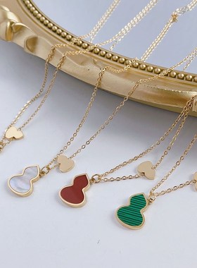 钛钢项链女葫芦吊坠18k玫瑰金气质锁G骨链轻奢锁骨链网红潮流饰品