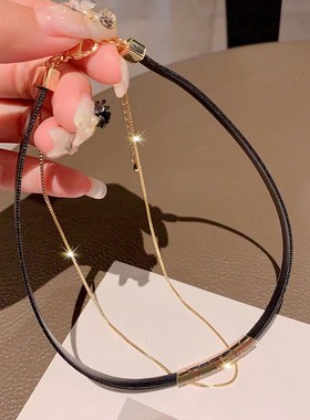 时尚锁骨链女双层choker项圈气质短E款颈链项链2023年新款爆款饰