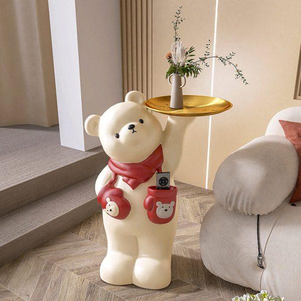 北欧可爱熊落地摆件客厅电视柜沙发边家居软装收纳托盘茶几装饰品,淘宝优惠券,粉丝福利购,淘宝优惠卷