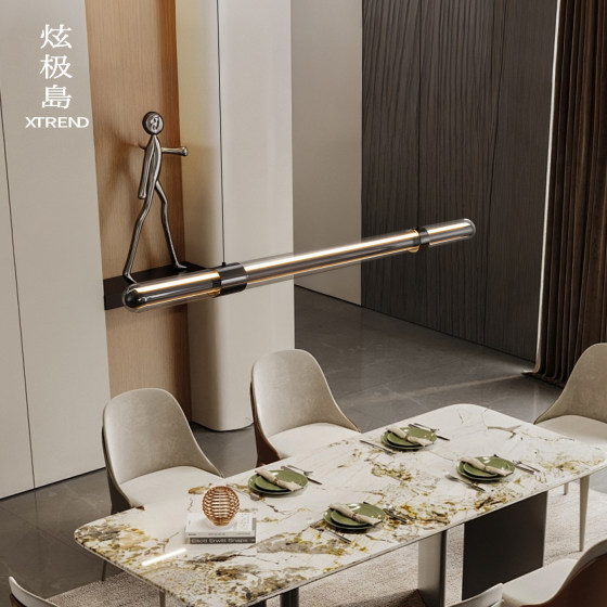 Italian minimalist one-word glass restaurant chandelier