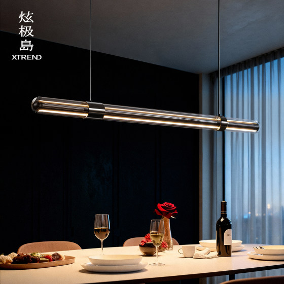 Italian minimalist one-word glass restaurant chandelier