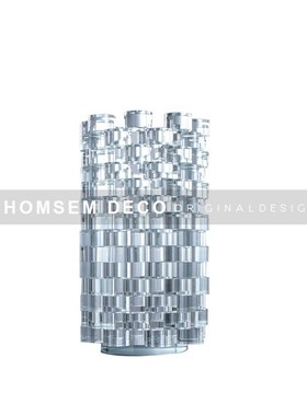 现代样板间e入门玄关柜黑色铸铁人物摆件水晶花器客厅博古架工艺