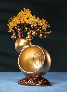 新中式钥匙收纳摆件玄关餐边柜客厅茶几五福葫芦树吉祥装饰品文玩
