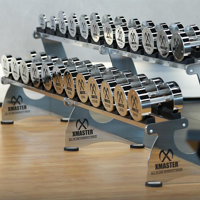 XMASTER纯钢哑铃哑铃架子套装组合健身家用杠玲架商用器材架 - 图0