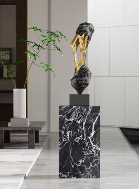 轻奢石来运转落地摆件客厅沙发边电视柜旁高级感样板间玄关装饰品