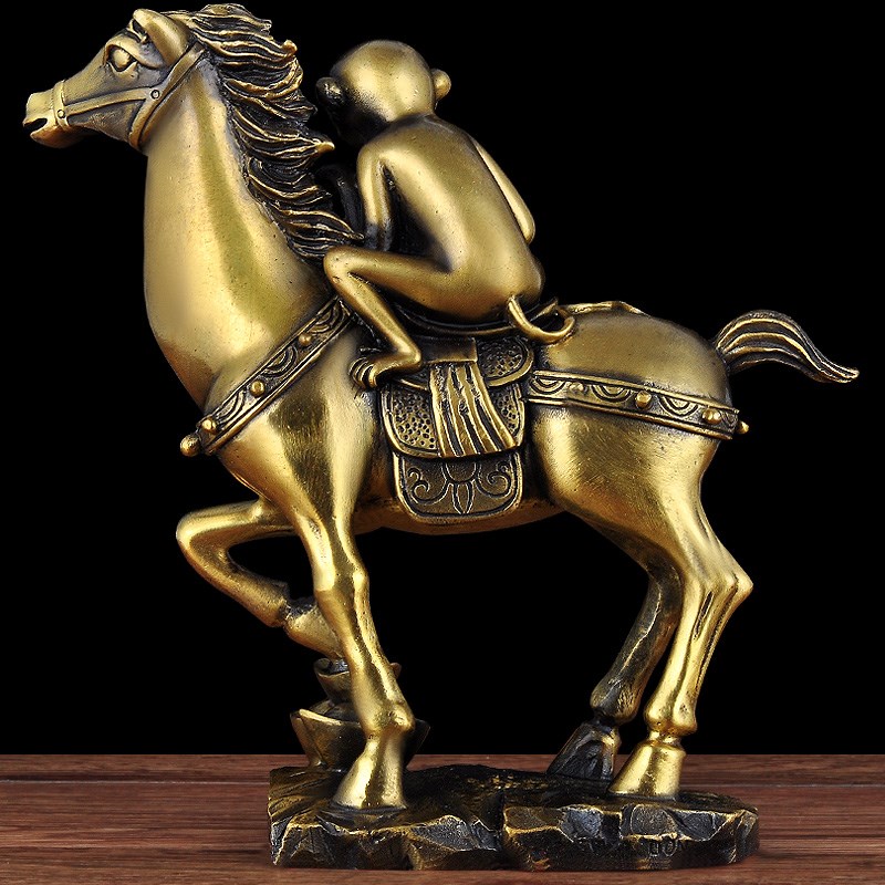 黄铜马上封侯摆件铜马猴子招财摆设家居客厅电视柜装饰品商务礼品 - 图2