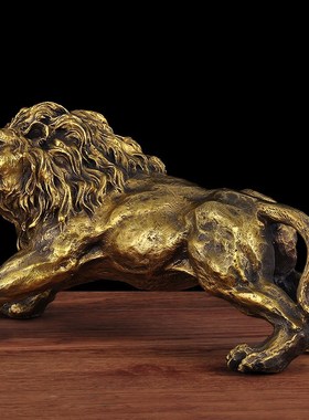 黄铜狮子摆件现代创意狮子摆设家居客厅玄关办公室书房装饰工艺品