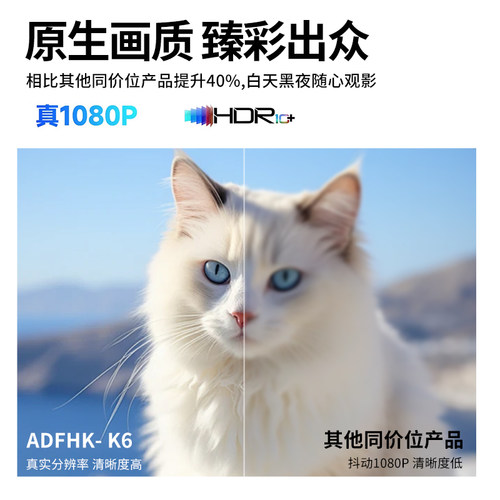 ADFHK.智音鹿投影仪K6自动对焦全自动臻享超高清家用小型宿舍学生投影机 - 图2