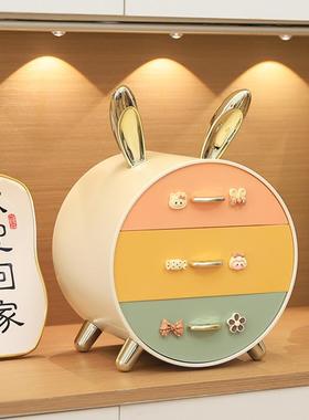 桌面收纳盒多巴胺入户玄关摆件置物架宿舍杂物化妆品抽屉式储物盒