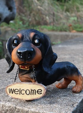 可爱迎宾摆件仿真创意小狗名犬客厅庭院花园前台玄关柜装饰工艺品