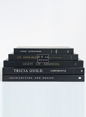 样板房装饰真书黑色现代简约外文书客厅桌面摆件静物拍照摄影道具