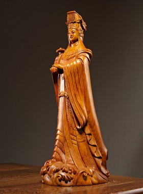 花梨木雕刻妈祖神像摆件实木湄洲海神天上圣母红木工艺品家居摆设