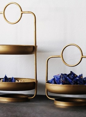 侘寂风铁艺托盘客厅家用收纳水果盘轻奢装饰摆件高级感糖果点心盘