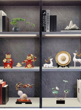 轻奢荷花摆件高级感客厅桌面酒柜办公室样板间装饰品乔迁开业礼品