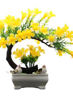 招财彷真花电视柜客厅酒柜装饰花架简约盆景装饰品植物假花摆件