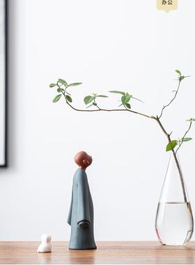 九造中国禅宗小和尚饰品紫砂茶宠物人物家居客厅办公室桌面装饰