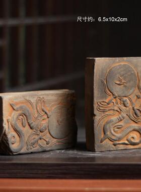 砖雕摩挲件女毛绒画彷古砖饰手工摩挲件DIY工具伏羲女笛泥摩挲版