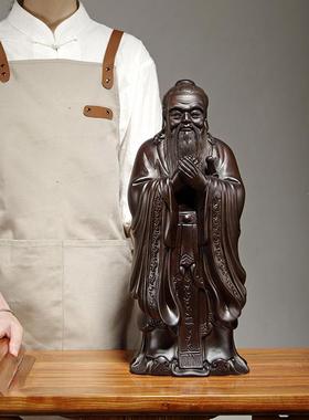 乌木实木雕刻孔子雕像饰品孔子雕像家居装饰教师节礼品饰品