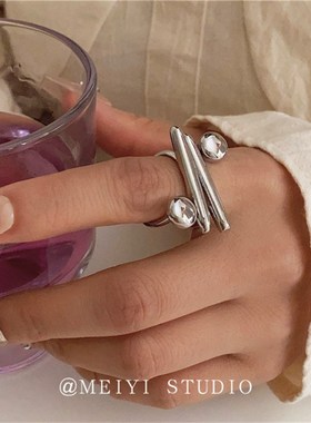 小众设计冷淡风简约金属夸张戒指高级感J时髦轻奢外贸爆款指环配