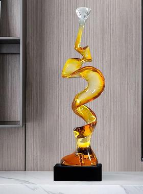 现代酒店抽象雕塑别墅客厅电视柜旁艺术摆件透明树脂软装饰工艺品