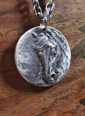 纯银实心属马生肖吊坠原创个性定制复古银饰项链免费刻字新年礼品
