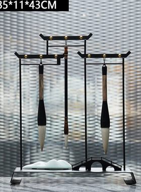 现代新中式禅意毛笔架摆件创意样板间书房办公桌书桌软装饰品摆设