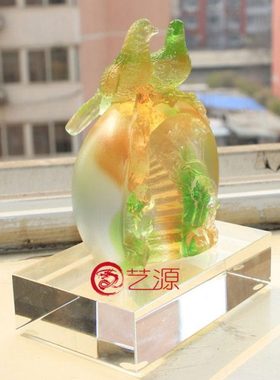 结婚摆件家居饰品创意 卧室 琉璃工艺品品送朋友情人礼品喜结连理
