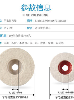 羊毛轮镜面抛光轮羊毛球加厚角磨机打磨玻璃金属不锈钢石材抛光片