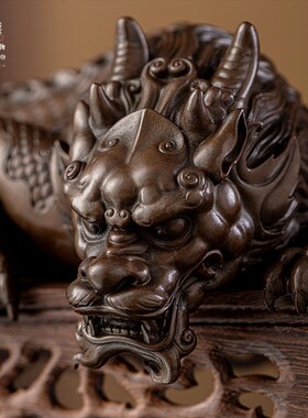 吸水兽镇水兽蚣蝮麒麟瑞兽铜摆件旺宅客厅L玄关办公室装饰开业礼