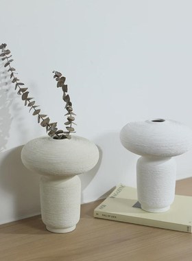 侘寂风复古c拉丝陶瓷花瓶摆件简约干花插花花器创意桌面家居装饰