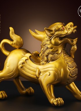 飞天独角貔貅一对黄铜摆件家居客厅桌面铜摆饰店铺开业送礼装饰品