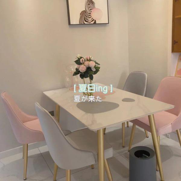 北欧轻奢岩板餐桌椅组合家用小户型现代简约亮面长方形大理石饭桌,淘宝优惠券,粉丝福利购,淘宝优惠卷