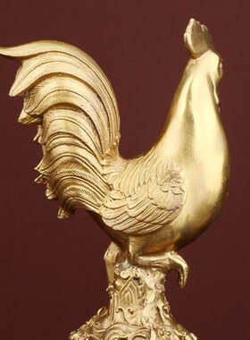 铜鸡摆件纯铜公鸡金鸡报喜 十二生肖家居装饰工艺品客厅卧室衣柜